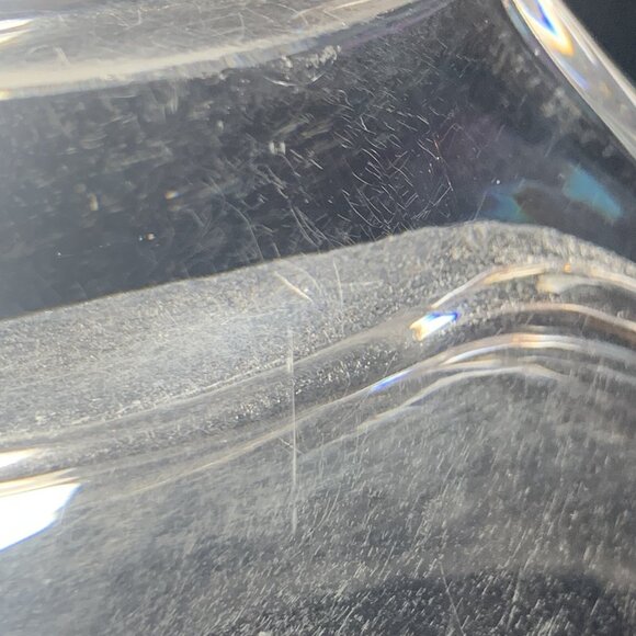 Signed Daum France Crystal Freeform Sculpture Vase - 14” Long, Elegant Design - Picture 6 of 9